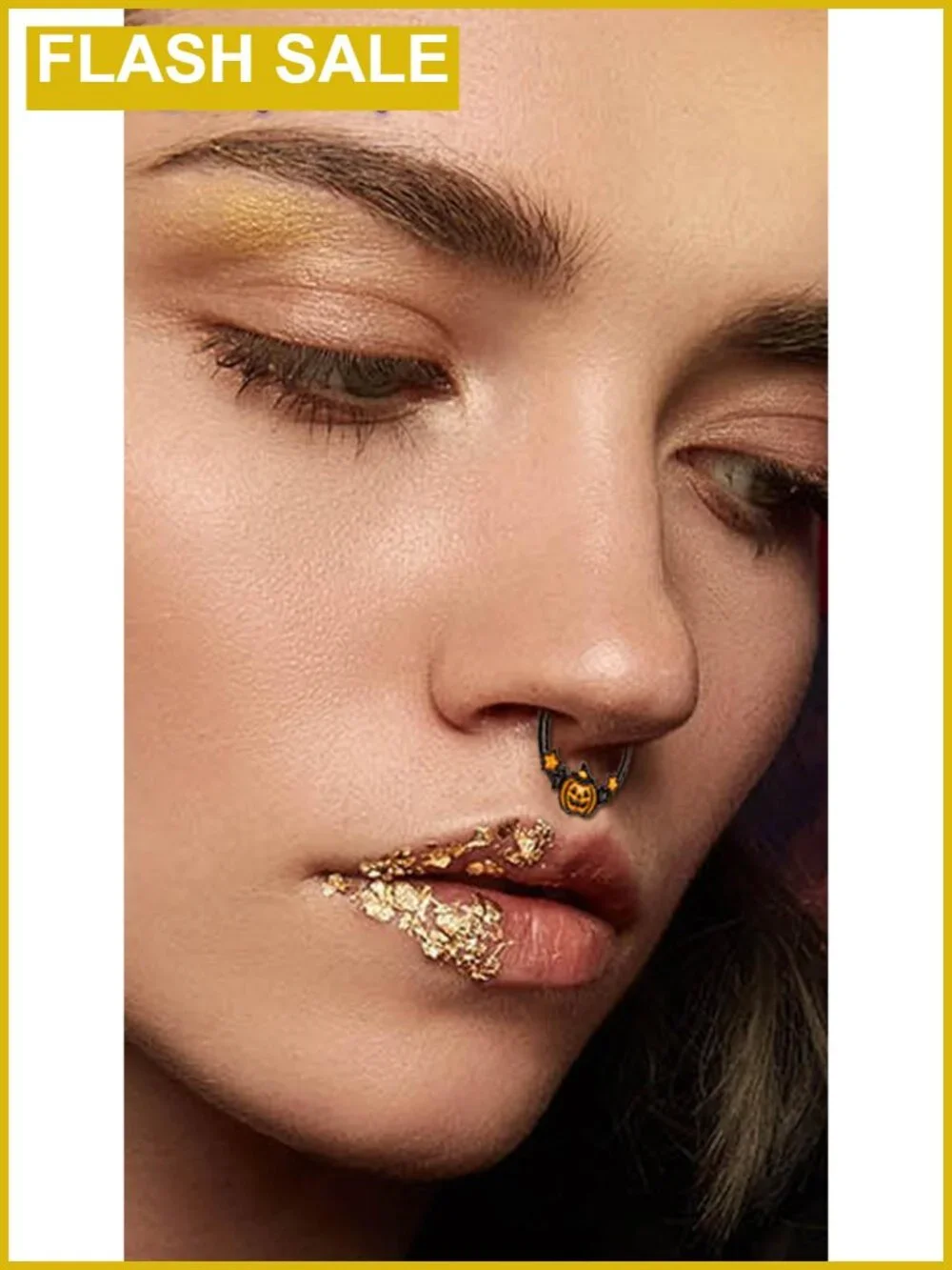 16G Stainless Steel 316L Pumpkin Septum Ring 8mm Clicker Halloween Body Jewelry